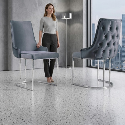 Dining room upholstered chair without armrest luxury living room