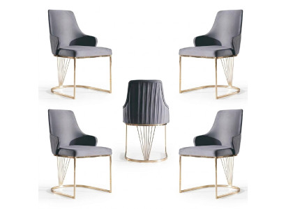 Group Set of 4x Armchair Design Fabric Upholstered Chairs Dining Room Restaurant