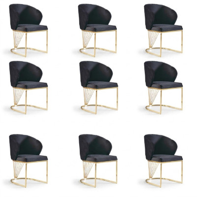 Set of 8 chair group armchair upholstered chairs dining room fabric furniture armchair
