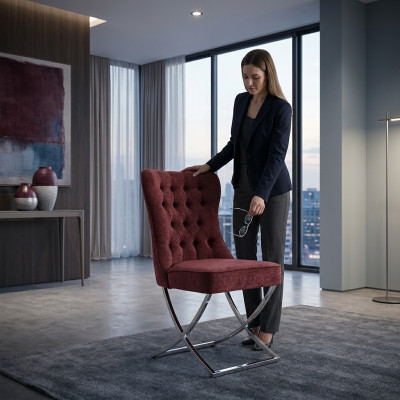 Dining room chairs stainless steel luxury armchair chair red chairs living room