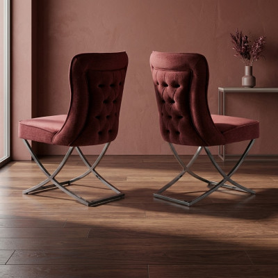 Chesterfield Hotel Set Textile Upholstery Group 2x Set Design Chair