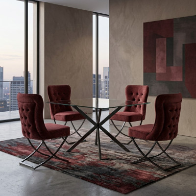 Dining room chair set, armchair design, 4x chairs set, group upholstery.