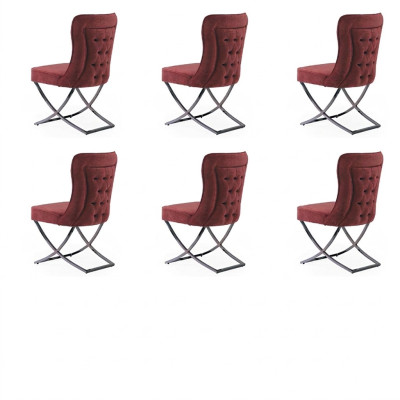 Dining Room 6 Chairs Stainless Steel Designer Furniture Upholstered Chair Italian Style