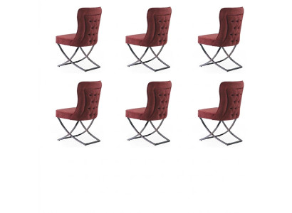 Dining Room 6 Chairs Stainless Steel Designer Furniture Upholstered Chair Italian Style