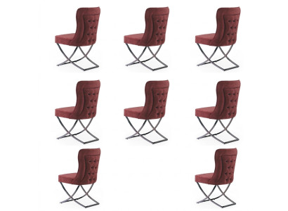 Design Chair Set 8 Textile Chairs Gastro Fabric Dining Room Upholstery Group