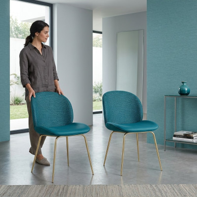 2x Chair Set Chairs Suite Textile Fabric Newly Upholstered Dining Room