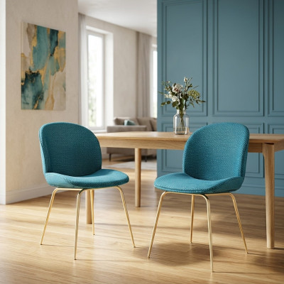 2x Chair Set Chairs Suite Textile Fabric Newly Upholstered Dining Room
