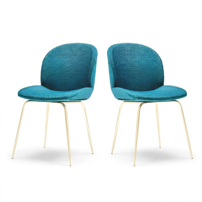 2x Chair Set Chairs Suite Textile Fabric Newly Upholstered Dining Room