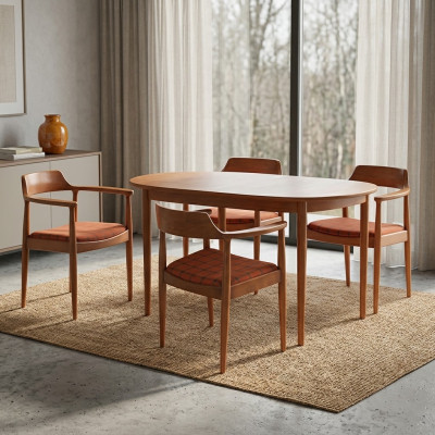 Dining room set chair suite 4x chairs seat cushion solid wood