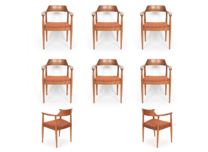 Set of 6 Chairs Luxury Design Upholstered Solid Wood Seat Office Dining Room