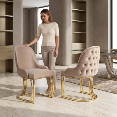 Dining room chairs wood luxury chair beige living room Italian style