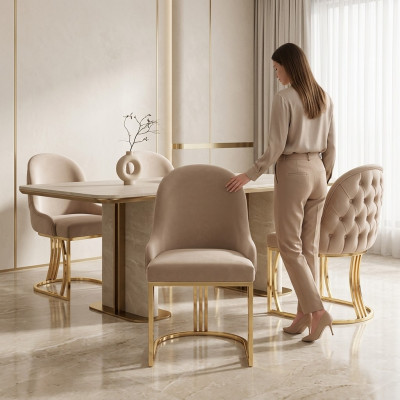 Dining room textile gastro chair design set 4x armchair fabric upholstered chairs