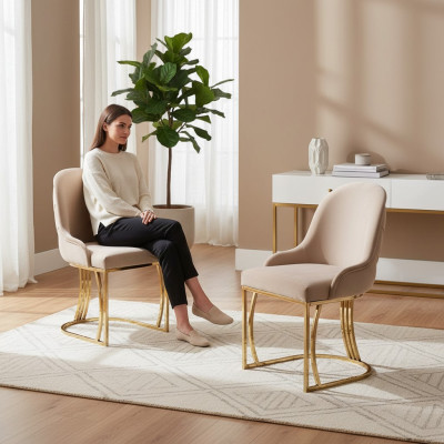 Set of 6 chairs design metal fabric upholstery chairs dining room textile
