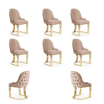 Set of 6 chairs design metal fabric upholstery chairs dining room textile