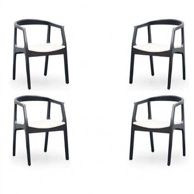 Set of 4 Chair Design Wood Fabric Upholstered Chairs Restaurant Dining Room Fabric