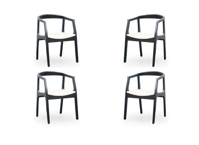 Set of 4 Chair Design Wood Fabric Upholstered Chairs Restaurant Dining Room Fabric