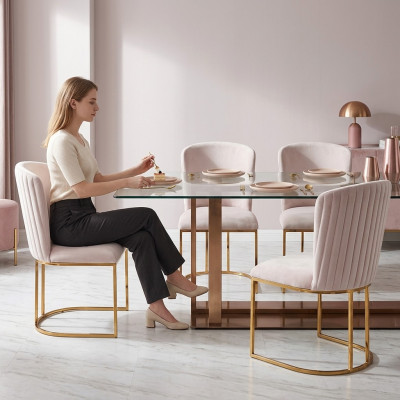 Dining room chair designer chairs new set 6x fabric solid wood chair