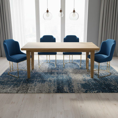 Dining set of 6x dining chairs with textile upholstery