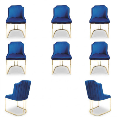 Dining set of 6x dining chairs with textile upholstery