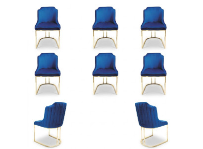 Dining set of 6x dining chairs with textile upholstery
