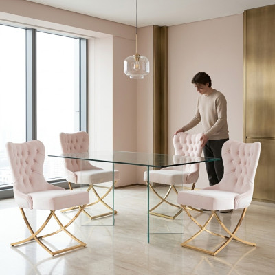 Dining room chair kitchen dining chairs textile set of 4x stainless steel chairs