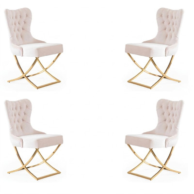 Dining room chair kitchen dining chairs textile set of 4x stainless steel chairs