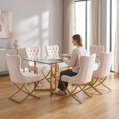 Set of chairs 6x upholstered design lounge seat back group furniture chairs