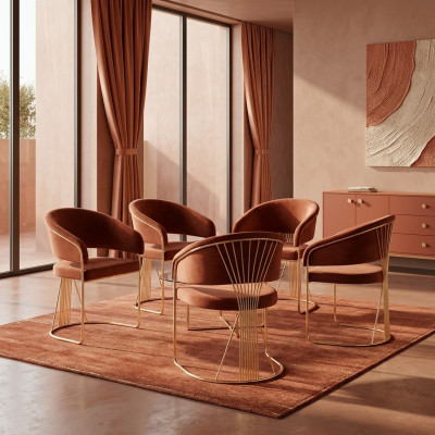 Group fabric upholstered dining room restaurant armchair chair 4x chair set