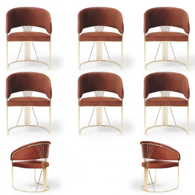 Design upholstery seating 6 chairs set armchair lounge set luxury