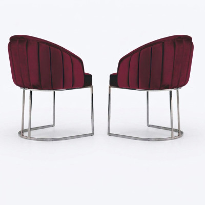 Designer metal fabric upholstered chairs restaurant dining room modern 2x armchair