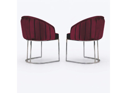 Designer metal fabric upholstered chairs restaurant dining room modern 2x armchair