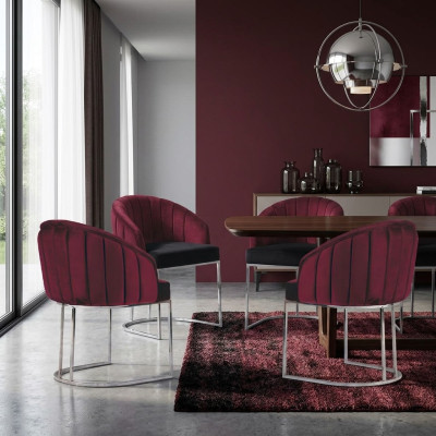 Dining room 4 x chair design upholstered seat chairs set armchair lounge