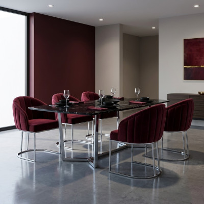 Set of 6 Upholstered Chairs Hotel Textile New Chair Set Group Chairs
