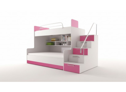 Bunk bed children’s room beds loft bed double-decker bed high-gloss furniture pink.
