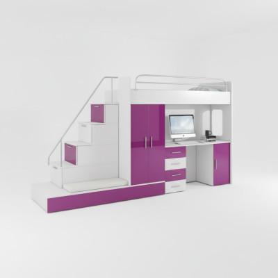 Lila children's loft bed bunk bed high gloss furniture