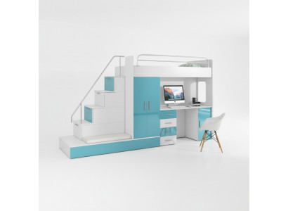 Bunk bed loft bed blue children's room beds loft beds bunk turquoise bed new