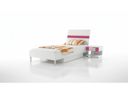 Bed + nightstand bedroom youth room children's room set furniture pink 2-piece.