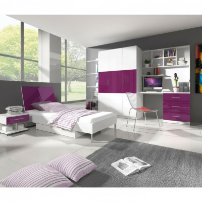 Bed + Nightstand Children's Room Furniture Bed Children's Bed Nightstand 2-piece Set Purple New