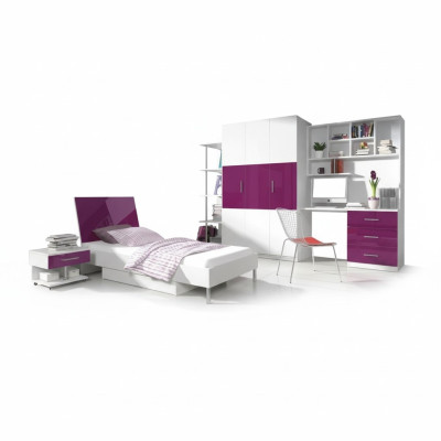 Bed + Nightstand Children's Room Furniture Bed Children's Bed Nightstand 2-piece Set Purple New