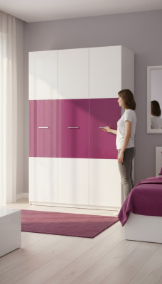 Wardrobe Closet Children Children's Room Unisex Children's Room Furniture Purple White