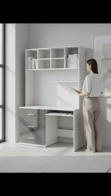 Desk High Gloss Grey Table Office Children's Room Teen's Room Tables New