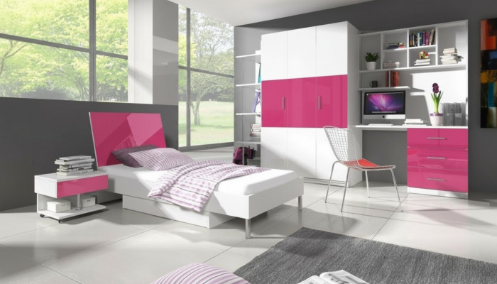 Bed + Nightstand Children's Room Bedroom Furniture Beds 2-Piece Set Pink