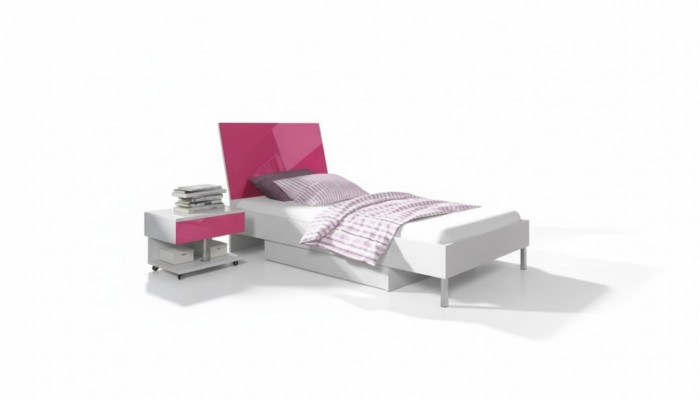 Bed + Nightstand Children's Room Bedroom Furniture Beds 2-Piece Set Pink