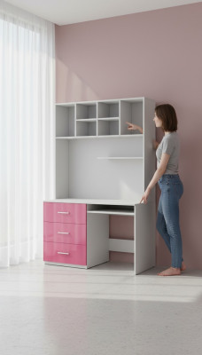 High Gloss Pink Desk Children's Room Teen Room Girls' Desks New