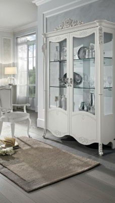 Display cabinet white glass cabinet design classic cabinet luxury wood furniture showcases new