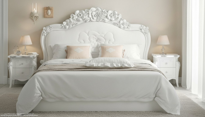 Bed White Bedroom Beds Wood Luxury Furniture Design Classic Hotel Double