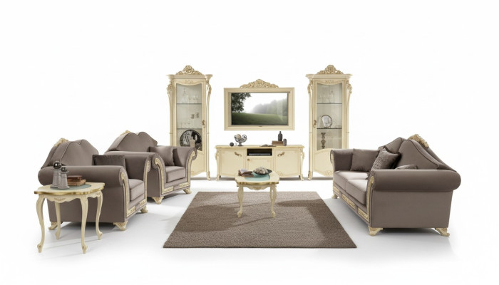 Living Room Set Sofa Suite Wood Living Room Classic Design Italian Set 9-piece.