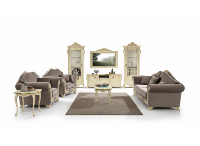 Living Room Set Sofa Suite Wood Living Room Classic Design Italian Set 9-piece.