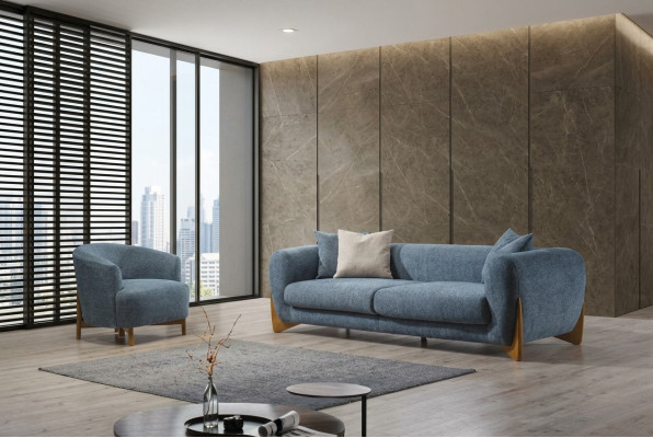 Living Room Classic Sofa Set 3-Seater Italian Style Armchair New 2-Piece Set.