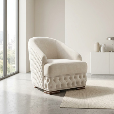 Armchair 1-Seater White Chesterfield Relax Italian Furniture Setup